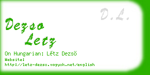 dezso letz business card